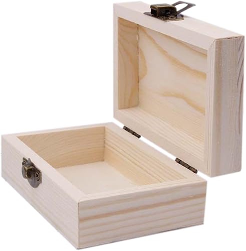 SEWACC Caja de madera sin terminar artesanía reloj cuadrado decoración de madera decoración de madera cajas de madera caja de embalaje de regalo