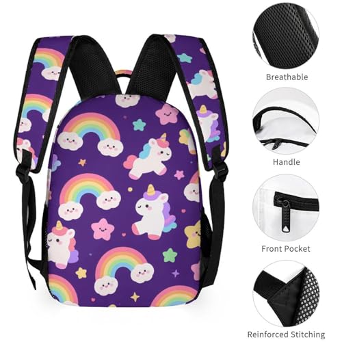 Student Bag Custom with Text Name Packs Cute Rainbow Unicorn Kids' Backpack Large Capacity Shoulder Bookbag Casual Bag for Teens3
