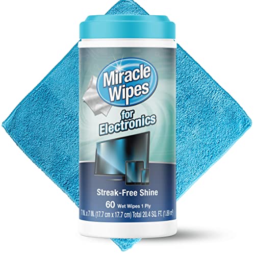 MiracleWipes for Electronics Cleaning - Screen Wipes Designed for TV, Phones, Monitors and More - Includes Microfiber Towel - (60 Count)