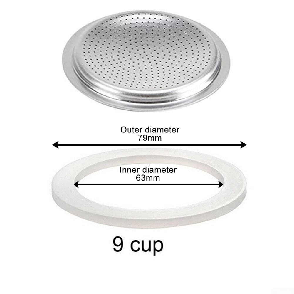 1Pcs Silicone Gasket Seal for RING Replacement Washer and Filters Stovetop Espresso Maker Replacement Silicone 1-12 Cup Size Gasket Seals and Filter Screen for Express Moka Pot(6 Cup+Sieve) - Image 6