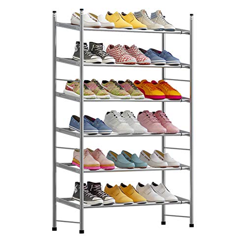 Nomioce 伸縮式シューズラック 靴棚 下駄箱 靴ラック 玄関収納 組み立て簡単 スリム 省スペース 大容量 靴収納 靴入れ シューズボックス 伸縮シューズラック 6段 グレー