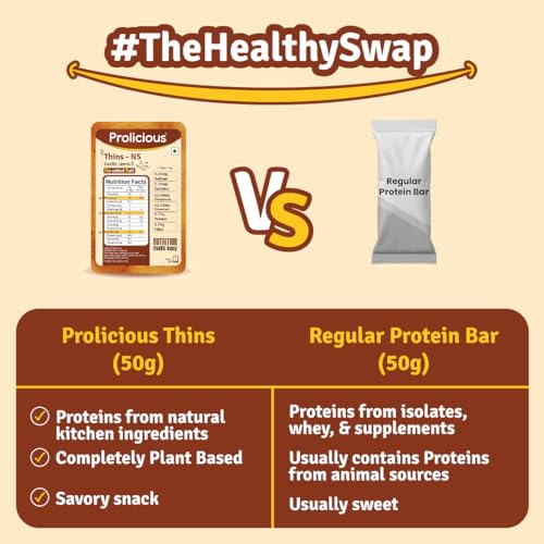 Image of Prolicious Garlic Jeera High Protein Thins - NS | NO Palm Oil | Crispy & Nutritious Snack Chips (50g Pack of 3)