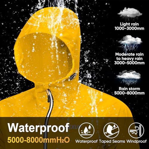 Image of APEXUP Packable Rain Jacket Men Waterproof Lightweight Raincoat with Hood