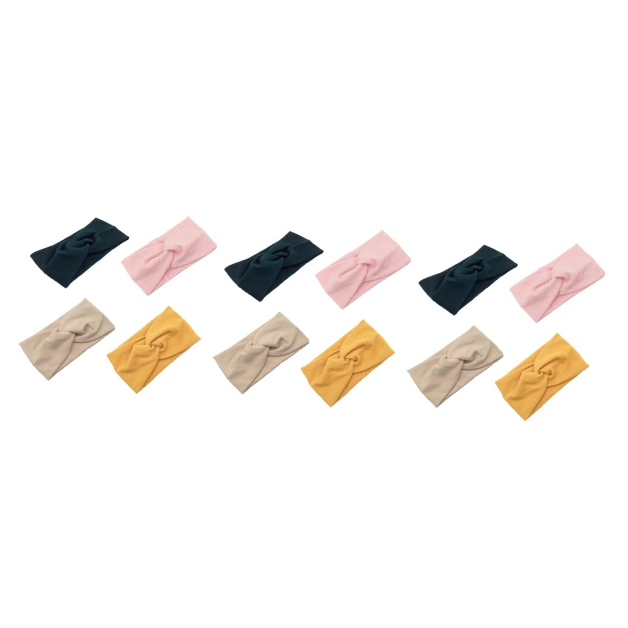 FRCOLOR 12piezas Diademas De Algodón Para Yoga Diseño Accesorios Para Cabello Verde Jengibre Beige y Rosa Diademas Elásticas Para Mujer