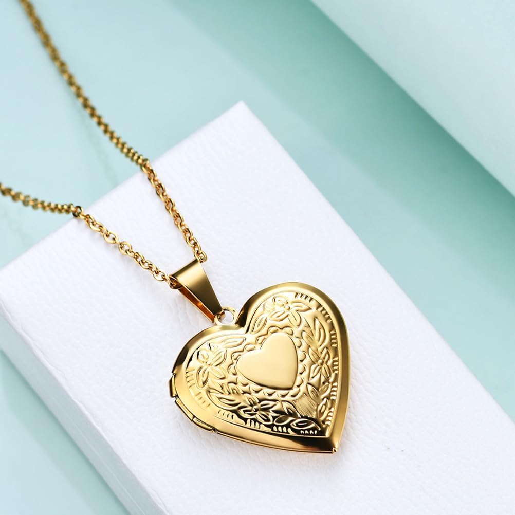 Heart Locket Necklace for Women Non Tarnish Gold Heart Pendant Stainless Steel Jewelry Gift - Image 6
