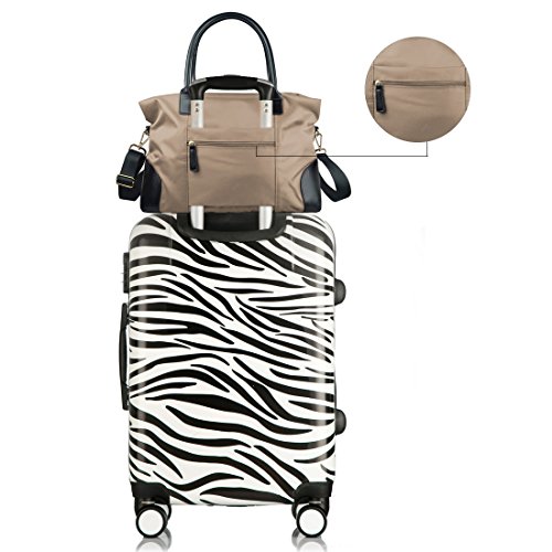 ECOSUSI Duffle Bag Weekender Bag Nylon Overnight Bag Travel Tote Carry On Bag with Trolley Sleeve for Travel, Sports, Beige