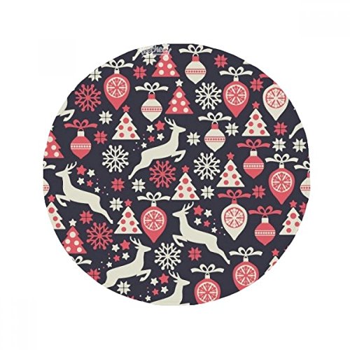 Tapis de cuisine rond cerf de Noël 50x50cm antidérapant lavable multicolore
