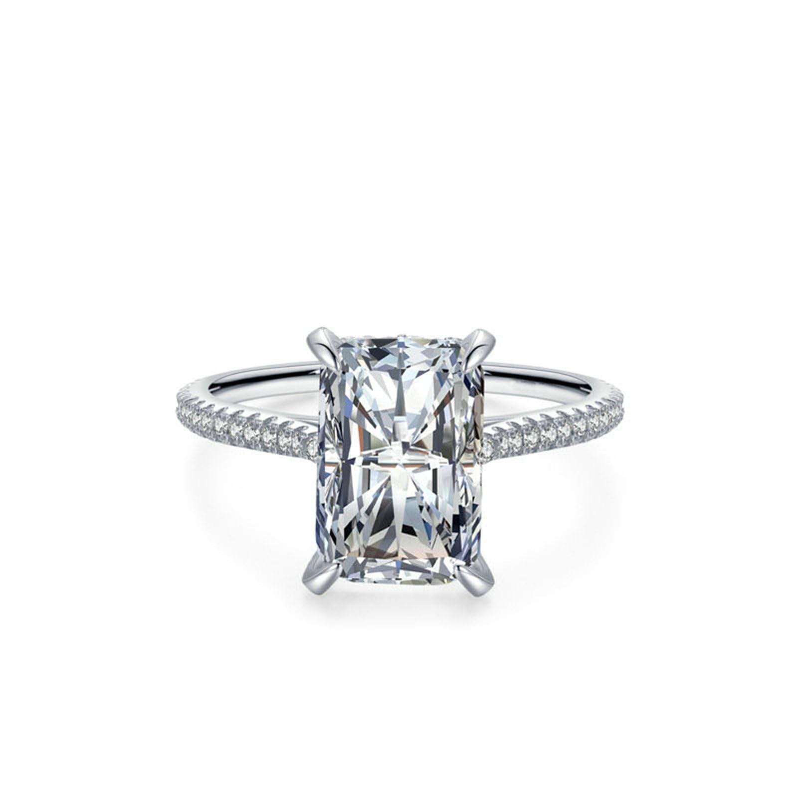 Bague en or blanc 18 carats, moissanite blanche 5 carats, taille 49 (15,6)