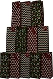 Christmas Wine Bags with glitter designs & Holiday colors; set of 12 bags
