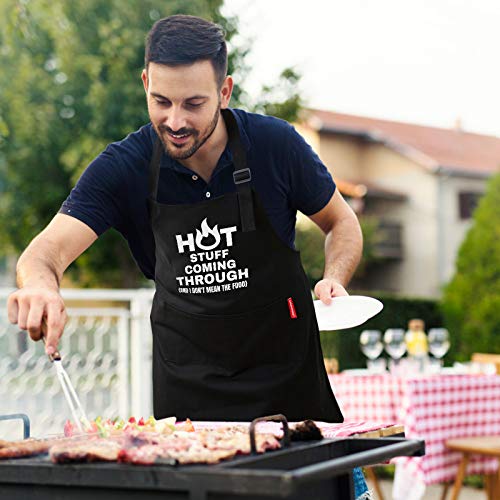 APRONPANDA-Funny-Cooking-Grilling-BBQ-Aprons-for-Men-Adjustable-Chef-Kitchen-Apron-with-2-Pockets-100-Cotton-Christmas-Birthday-Gifts-for-Him-Men-Dad-Boyfriend-Cooking-Gifts-for-Men