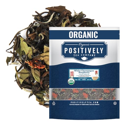Image of Organic Positively Tea Company, White Champagne Raspberry White Tea, Loose Leaf, 16 Ounce