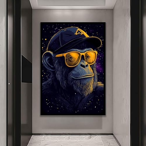 Tableau singe lunettes de soleil 70x110 cm toile decorative