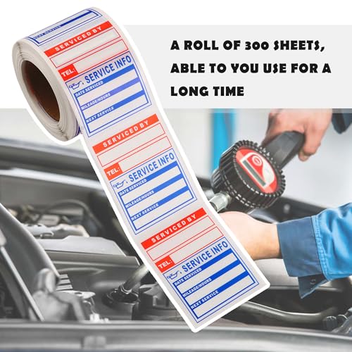Image of 300PCS Car Oil Change Stickers for Windshield,Next Service Due Sticker,2 inchx2 inch Removable Vinyl Stickers for Most Cars Trucks SUVs (Blue Red 1)