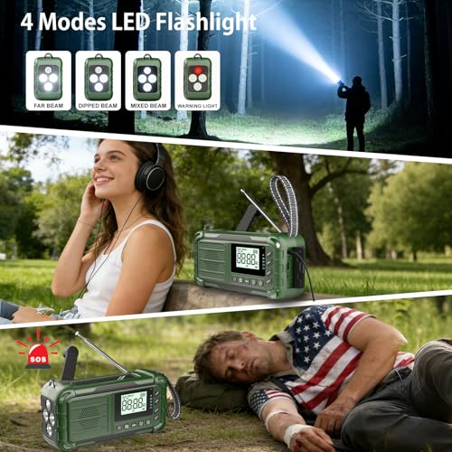 Emergency NOAA Weather Radio, 10000mAh, Solar Hand Crank Radio with AM/FM - Image 5