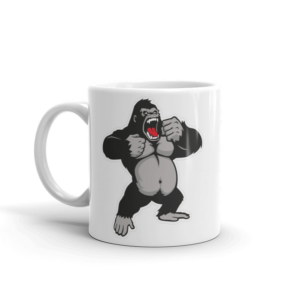 Dv Mugs Ltd Multi Awesome Angry Gorilla Mug - Gift Monkey Ape Kids Mascot Grumpy Dad Brother #4136