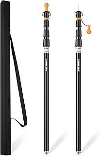 Tent Poles, CAMULAND Heavy Duty Tarp Poles Canopy Poles Aluminum Tent Poles with Non-Slip Cone Bottom, Adjustable Telescoping Tarp Poles