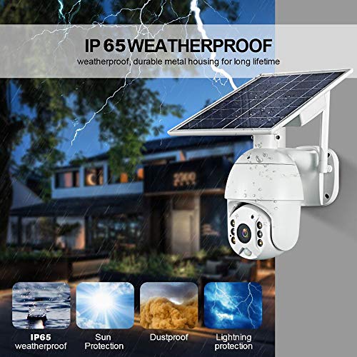 100% Wire-Free Wireless Rechargeable Battery Solar Powered Outdoor 1080P Pan Tilt Wifi Security Camera Pir Motion Recording Two-Way Audio Ip65 Weatherproof Night Vision Built-In Sd Slot #TOP5