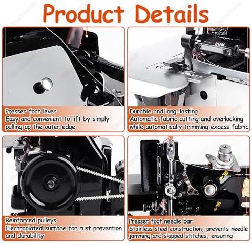 Industrial Electric Overlocker Machine 3000 SPM with Speed Controller & Accessories, Adjustable 1.5-3.2mm Stitch Length for Smooth, Even Stitches on All Fabrics - Green