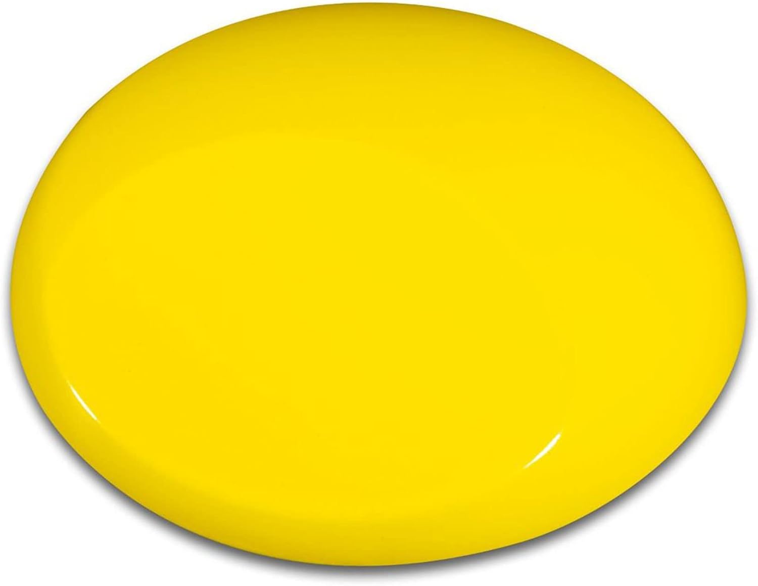 Circular swatch of bright yellow paint
