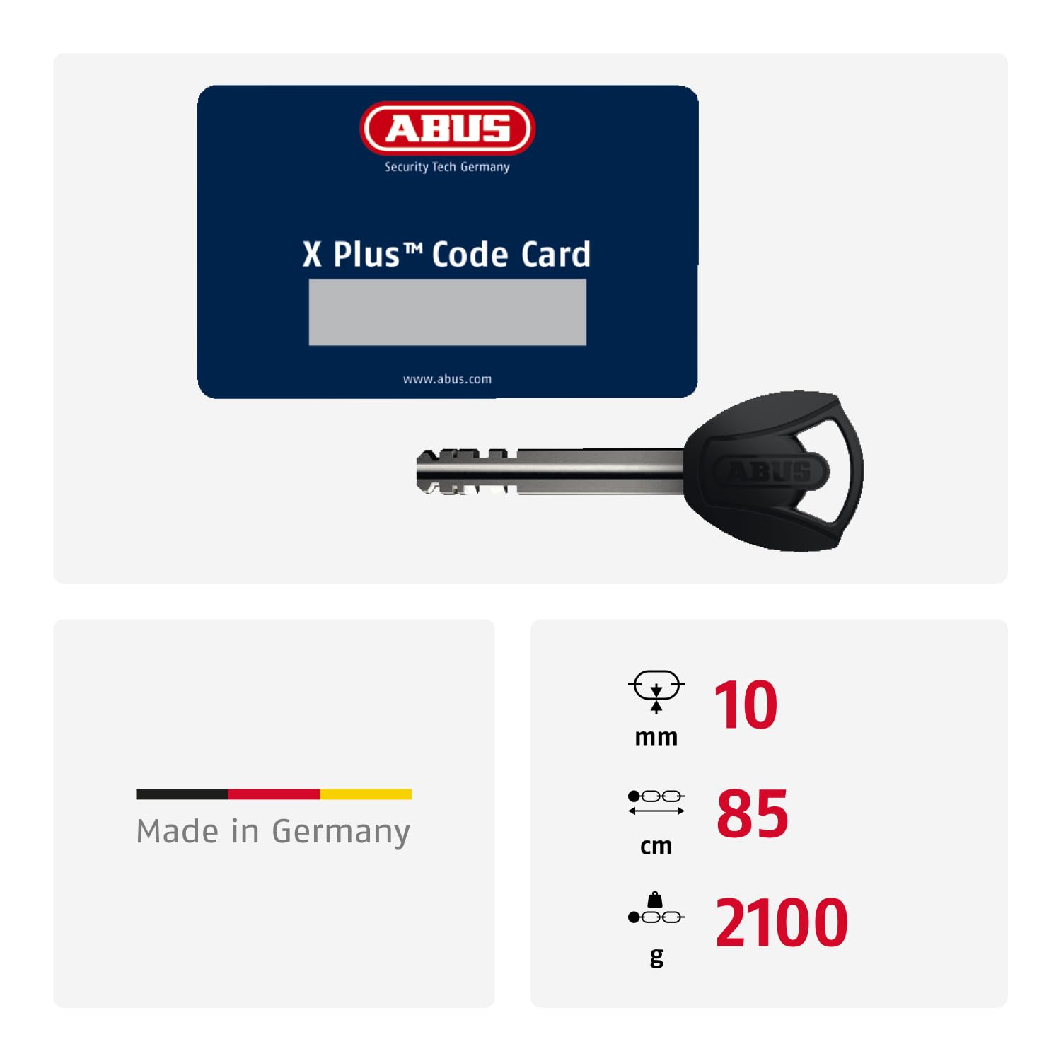 ABUS Granit CityChain XPlus 1060 Lucchetto a Catena - Lucchetto per Bicicletta in Acciaio Temperato - Catena Spessa 10 mm - Livello di Sicurezza ABUS 15