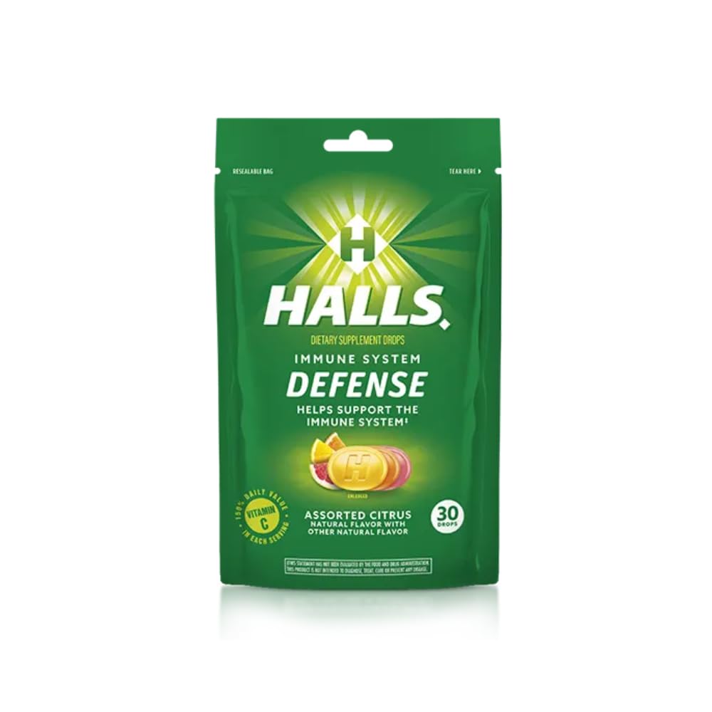 Halls Defense Vitamin C Assorted Citrus Supplement Drops - 30 Drops