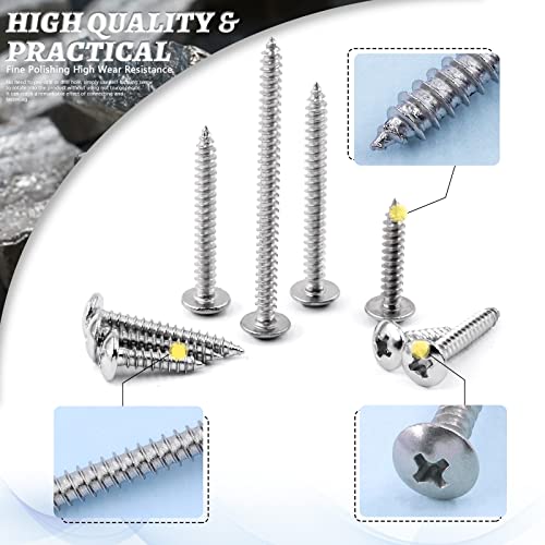 Glarks 240Pcs M3x12mm/16mm/20mm/25mm/30mm/40mm 304 Stainless Steel Phillips Truss Head Sheet Metal Tek Screws Assortment Kit - Image 4