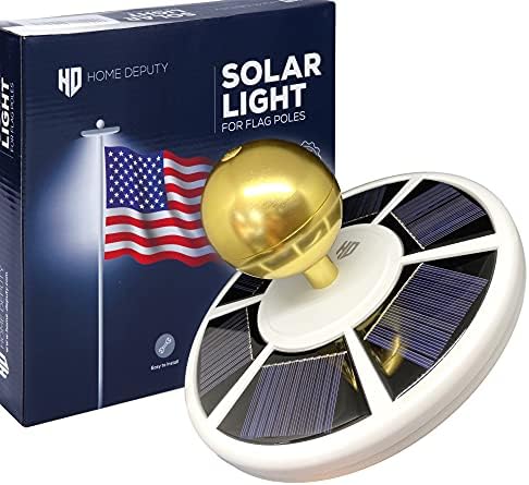 HOME DEPUTY Solar Flag Pole Light - Solar Flag Light - 111 led - Brightest Outdoor flagpole Light for Most in-ground flagpoles - Dusk to Dawn Lighting Power - Pole Topper - Rechargeable Battery