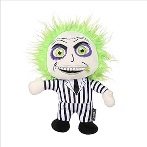WARNER BROS Horror Beetlejuice Figure Plush Dog Toy | 9 inch Dog Toy from Beetlejuice Merchandise | Soft and Cuddly Squeaky Dog Toy | Dog Toys for Halloween, Cute Dog Stuff