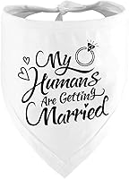 DZMODZ 'My Humans are Getting Married' Dog Bandana - Black Wedding Photo Prop, Engagement Gift Pet Scarf for Dogs & Cats