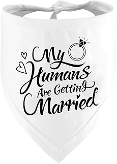 DZMODZ 'My Humans are Getting Married' Dog Bandana - Black Wedding Photo Prop, Engagement Gift Pet Scarf for Dogs & Cats