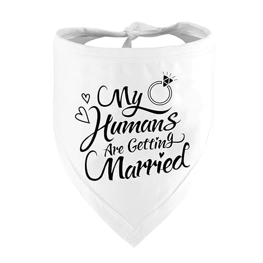 Engagement Gift, My Humans are Getting Married Dog Bandana, Wedding Photo Prop, Pet Scarf, Dog Engagement Announcement, Pet Accessories (Black)