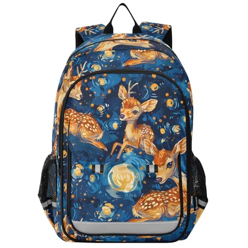Sac à dos ordinateur motif cerf ciel étoilé contre le désordre