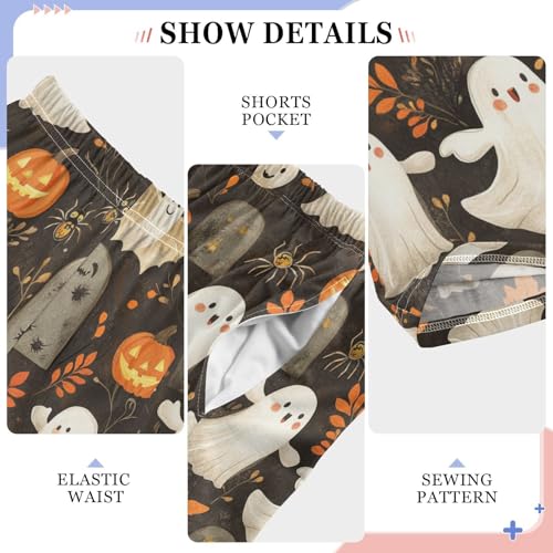 Boys' Pants Halloween Ghosts Bats Leave Pumpkin Long Bottoms Jogger Pants Elastic Waist Trousers with Pockets S-XL4