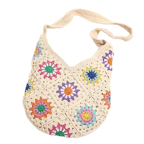 Sac à main de plage tricoté avec soin aux finitions florales haut de gamme