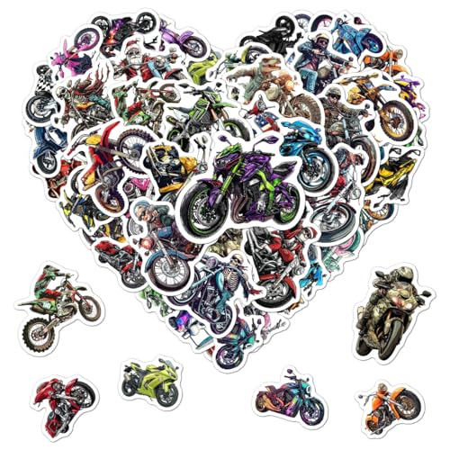 Pack 50 Pcs Bike Transportation Motorcycle Stickers for Water Bottles Funny Laptop Luggage Computer Phone Case Teens Boys Adults Waterproof Aesthetic Sticker Small Vinyl Decals
