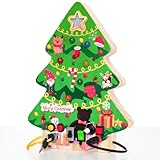 Upltowtme Montessori Busy Board for Toddlers LED Christmas Tree Gift for 3+ Year Old Boys Girls Wooden Sensory Toy with 8 Switch Light Early Activity Motor Skills Educational Toy Birthday Gift