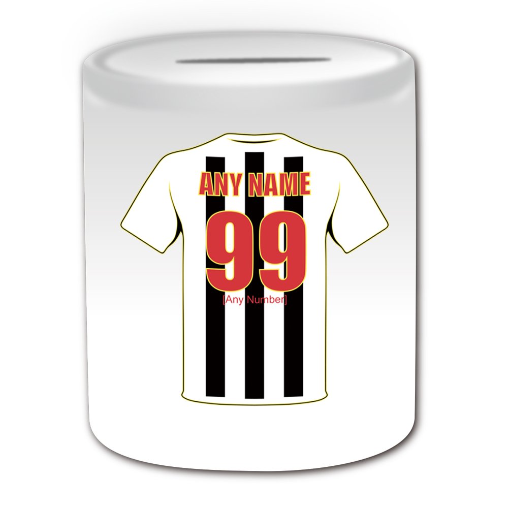 Personalisiertes Geschenk – Falkirk Spardose (Fußball Club Design), Weiß, 95 Mm – Mit Namen/Nachricht Gravierbar