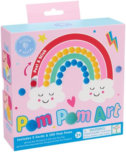 Floss & Rock Rainbow Fairy Pom Pom Art, 7.4-Inch, Multicolor