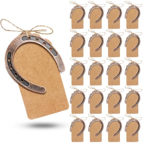 AerWo 20pcs Good Lucky Horse Shoes with Kraft Tag...