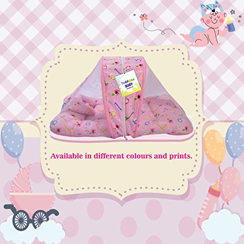 Toddylon-New-Born-Baby-Bedding-Set-Mattress-with-Mosquito-Net-0-6-Months-Pink