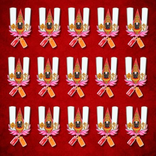 Image of CraftVatika Haldi Kumkum Return Gifts in Bulk Festive Decor, Pasupu Haldi Bottle Tirupati Balaji Cutout, Thamboolam Return Gifts for Wedding, Pooja, Navratri Diwali Babyshower Gift for Family (15 Pcs)