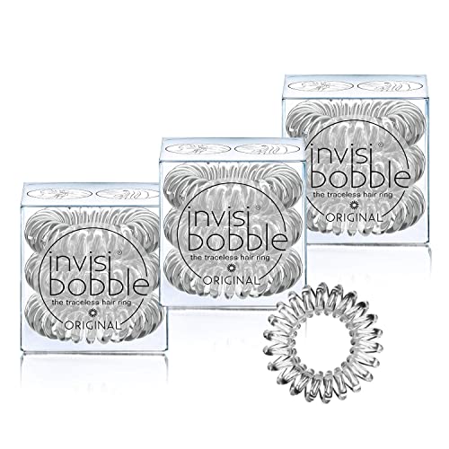 Invisibobble Hair Tie Crystal Clear Original 3 packs of 3 hair ties per pack (9 hair ties in total)