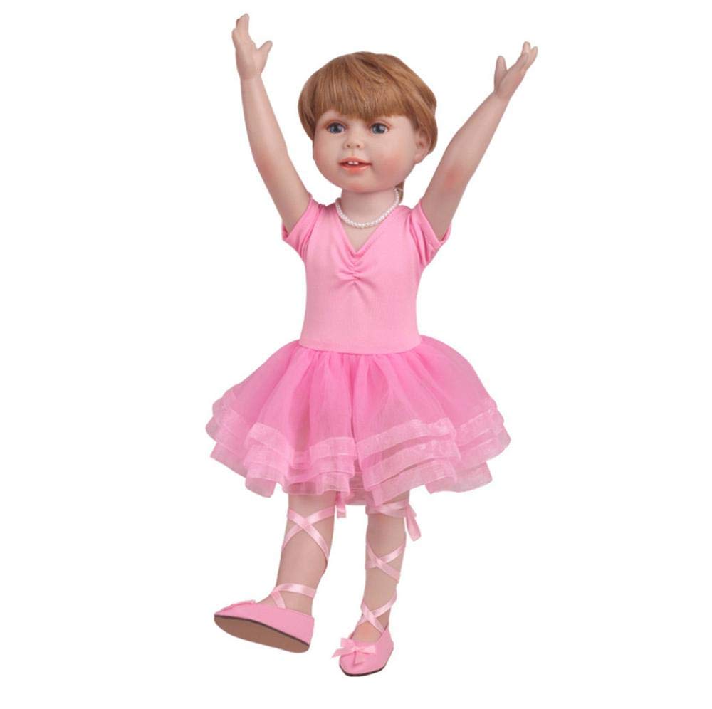 DUORUI Doll Clothes Ballet Dress Outfit Lace for American Girl Doll 18 inch, Pink, 18-inch - Image 3