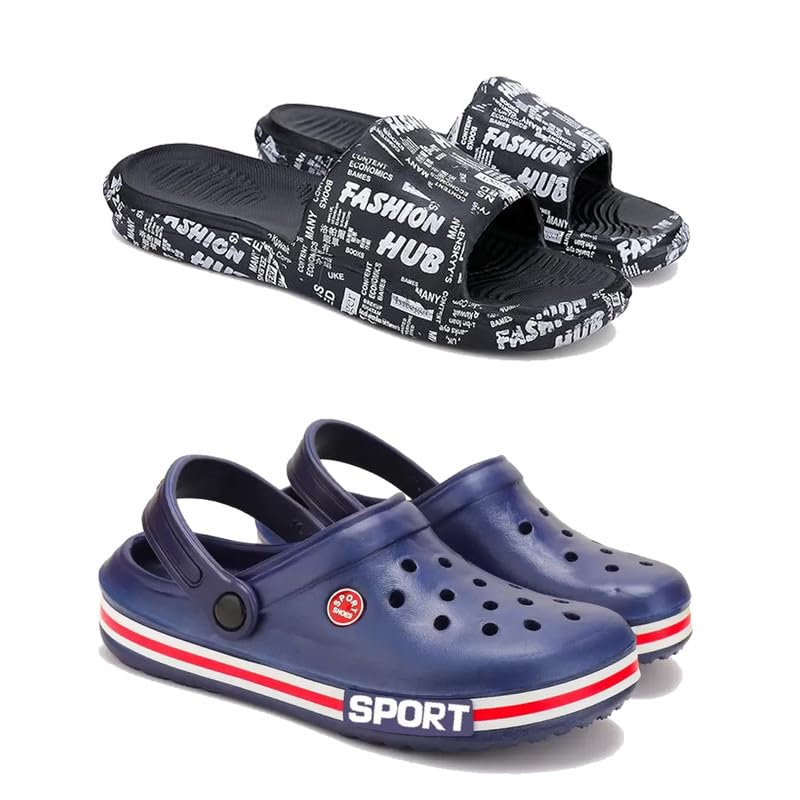 Image of WINGSCRAFT-Lightweight Classic Clogs || Sandals with Slider Adjustable Back Strap for Men-Combo(2)-3103-3014