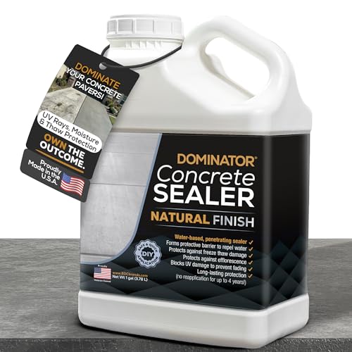 DOMINATOR Concrete Sealer for Driveway 1 Gallon | Penetrating Water Based Paver Sealer Outdoor Waterproof | Natural Look Cement Sealer for Concrete Patio Pool Deck Garage Floor Pavers