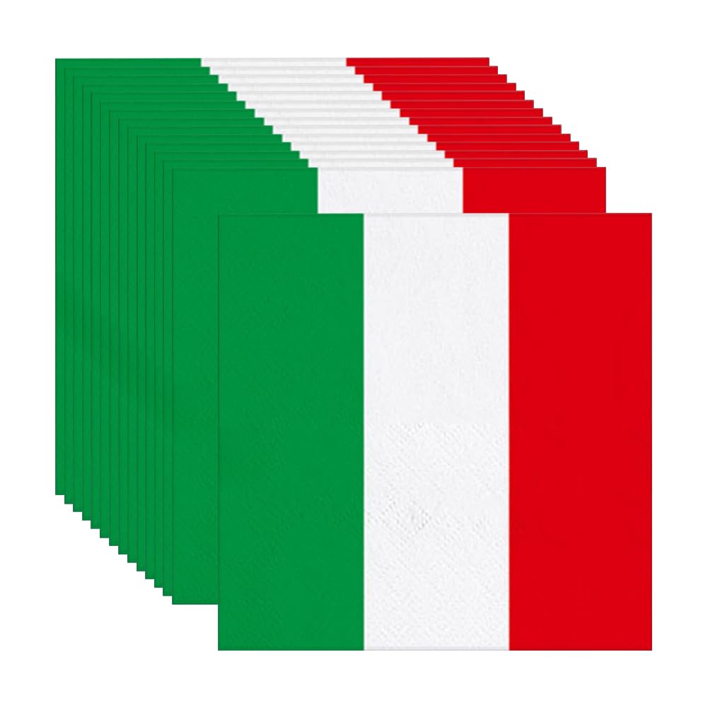 60 Pcs 16.5 x 16.5 cm Italian Themed Paper Cocktail Napkins Red White and Green Napkins Christmas Dinner Napkin Striped Party Decor Napkin Italy Theme Party Supplies for Family Gatherings
