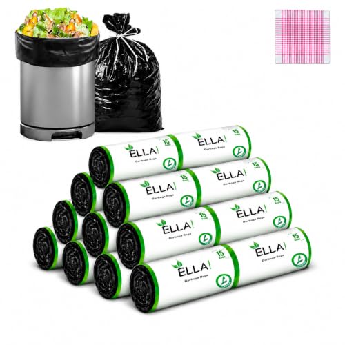 Image of ELLA Garbage Bags 24x32 Inches | 210 Bags (14 Rolls x 15) | Black | Large | Durable Leak-Proof Dustbin Covers for Home, Kitchen, Bathroom & Office