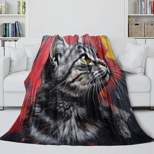 Plaid chat 3D chaud et doux pour soulager les soirées fraîches