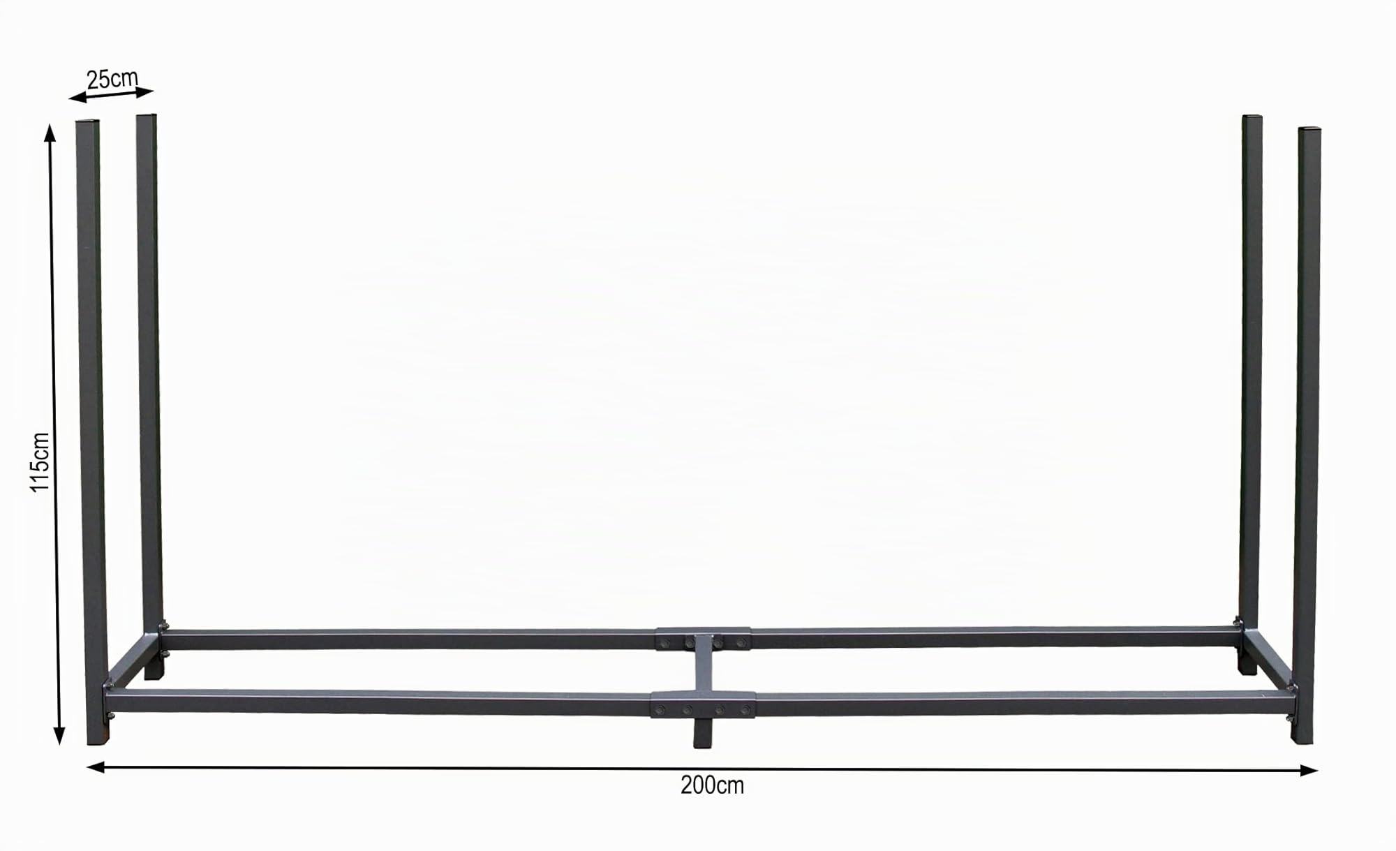 Étagère en métal pour Bois de cheminée Gris Anthracite 200 x 25 x 115 cm QUICK STAR