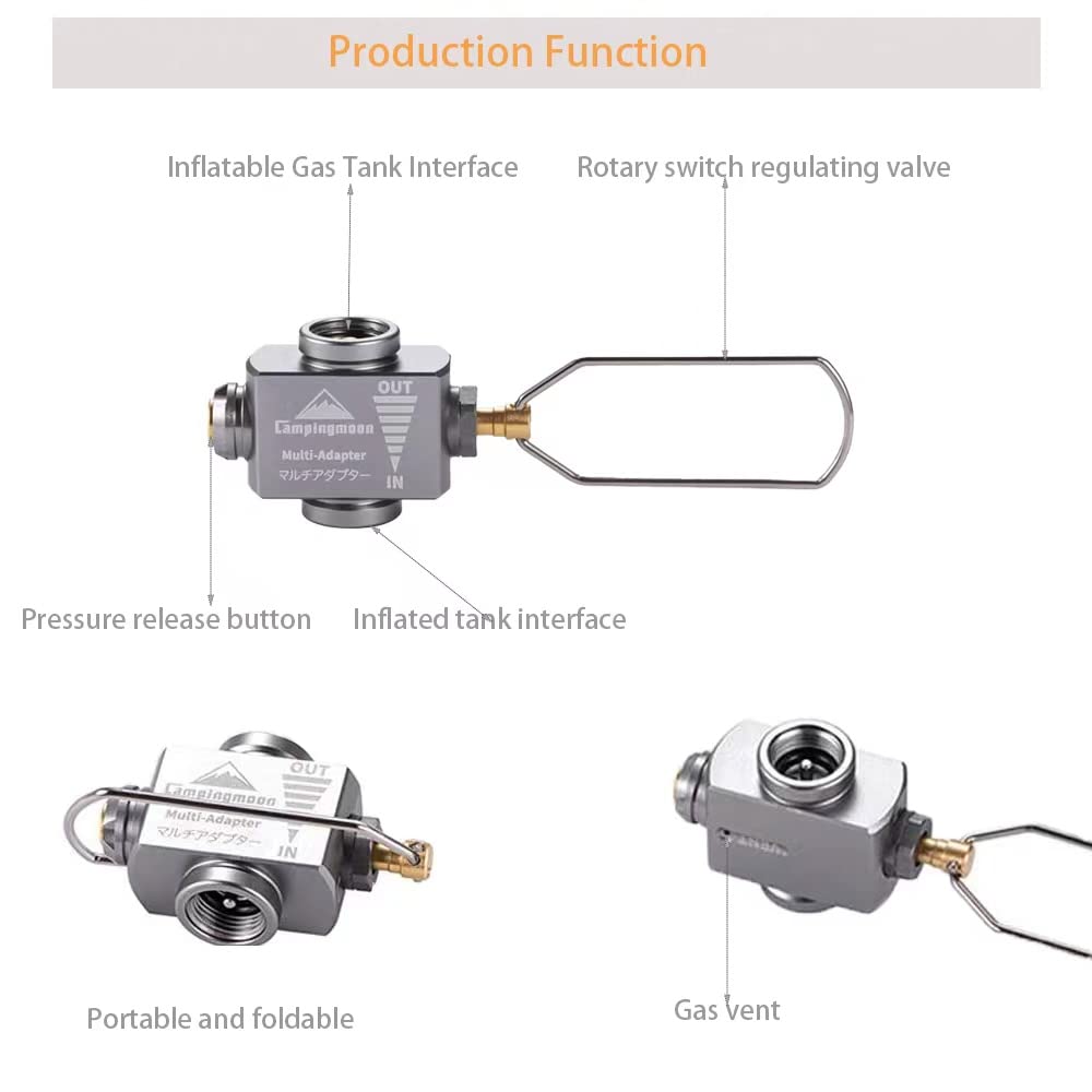 Campingmoon Adaptateur propane vers butane, adaptateur de réservoir de gaz portable pour l'extérieur, levier de vitesse de bidon, soupape de purge de bidon de camping (2 x Z11+Z15)